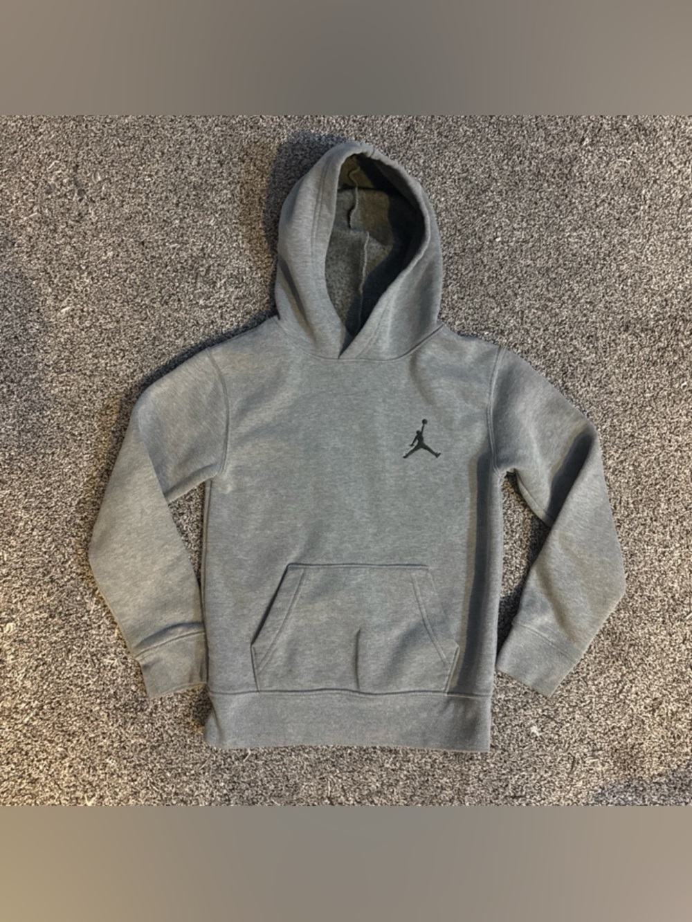 Jordan Hoodie Boys Small 8-10 Gray Jumpman Fleece Pullover Kangaroo Pocket